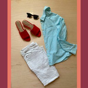 AE Striped Button-Up Beach Shirt